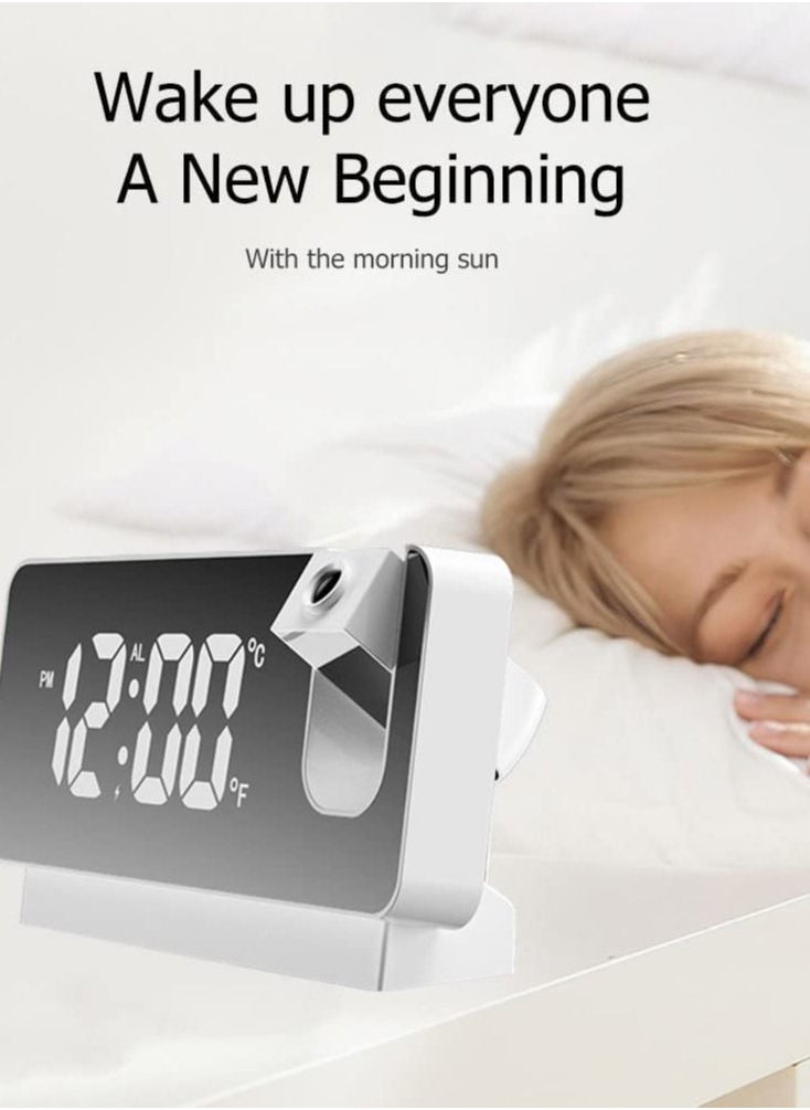 Digital Alarm Clock For Bedroom With Usb Charger Port Digital Clock With 180° Projector On Ceiling 12/24h Snooze Dual Alarm Clock For Heavy Sleeper Kids Elderly