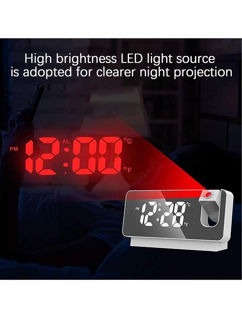 Digital Alarm Clock For Bedroom With Usb Charger Port Digital Clock With 180° Projector On Ceiling 12/24h Snooze Dual Alarm Clock For Heavy Sleeper Kids Elderly