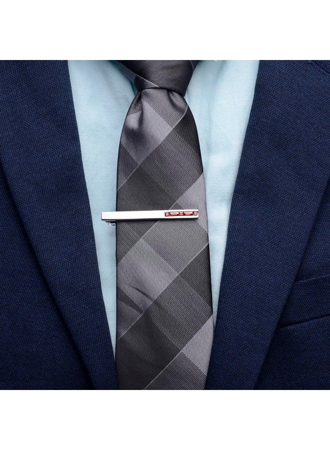 Jonwo Round Diamond Cutting Crystal Men Cufflinks And Tie Clip Set Regular Necktie Tie Pin Cuff Links For Wedding Business Shirt Tie (Red Crystal Tie Clip Cufflinks Set) - Image 3