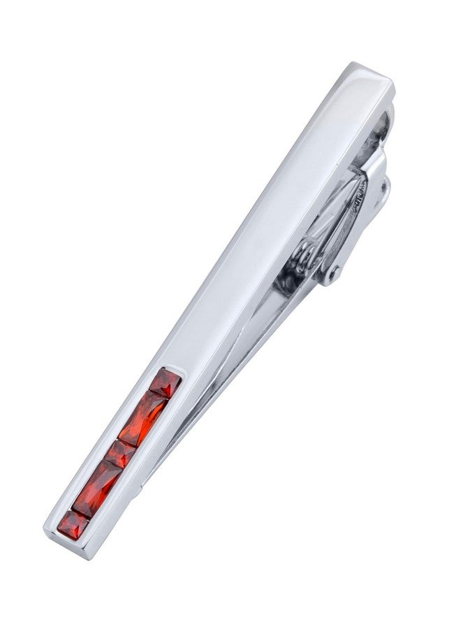 Jonwo Round Diamond Cutting Crystal Men Cufflinks And Tie Clip Set Regular Necktie Tie Pin Cuff Links For Wedding Business Shirt Tie (Red Crystal Tie Clip Cufflinks Set) - Image 5