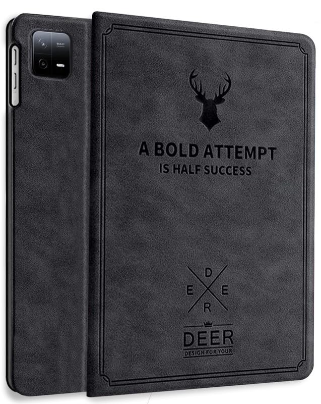 Robustrion Cover for Xiaomi Pad 6 11 inch Cover, Deer Pattern Flip Case Cover for Xiaomi Mi Pad 6 11 inch, Support Auto Sleep Wake - Black - Image 1