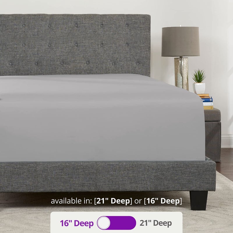 DeaLuxe Full Fitted Sheet - Deep Pocket Full Size Fitted Sheets Only Real 16  Fitted Bed Sheets Fit Perfectly 14 -18  Deep Mattress & Toppers Lovely Feel - 1 Piece Bottom Fitted Sheets Full Size Calm Grey - Image 3