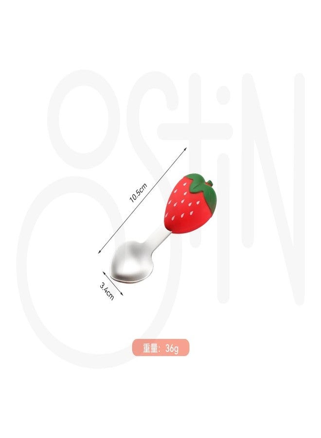 Ostin Silicone Baby Feeding Set, Silicone Strawberry Plates, Neutral Colors, Divided Plates, BPA Free, Microwave, Dishwasher Safe with Spoon. (Strawberry Red) - Image 3