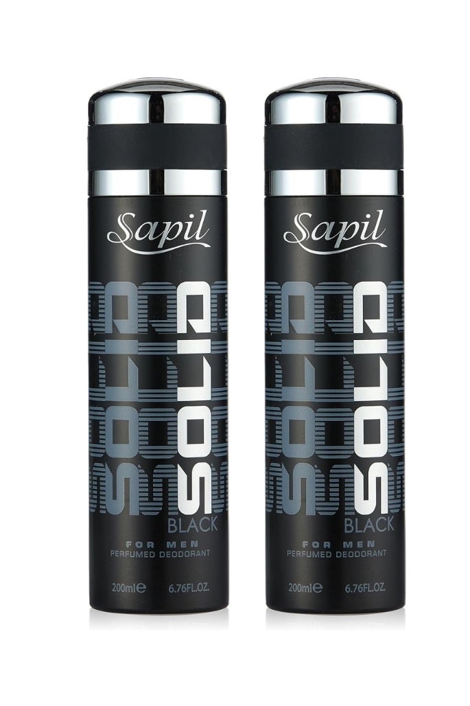 sapil Solid Black for Men- Deodorant 200Ml Pack of 2