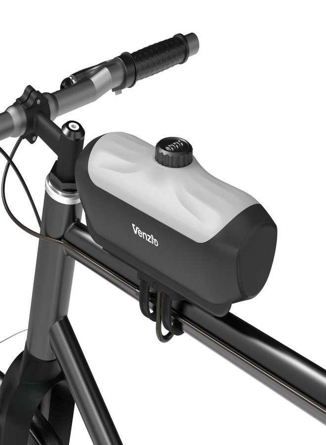 Venzio Waterproof Bike Frame Bag with Resettable 3-Digit Lock and 74.8" Steel Cable, Compact Top Tube Bag for Tools, Lights, and Keys, Anti-theft Bicycle Accessory, 9.21"×4.57", Grey - Image 1