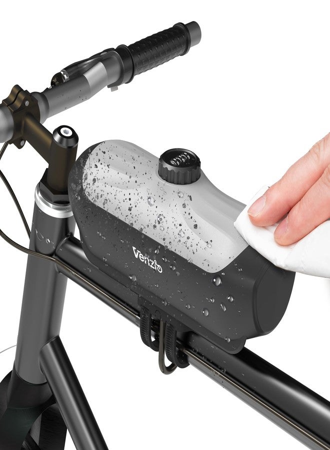 Venzio Waterproof Bike Frame Bag with Resettable 3-Digit Lock and 74.8" Steel Cable, Compact Top Tube Bag for Tools, Lights, and Keys, Anti-theft Bicycle Accessory, 9.21"×4.57", Grey - Image 3