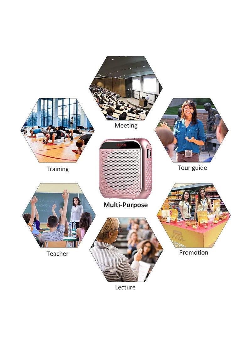 Voice Amplifier with Wired Microphone Headset, Portable Rechargeable PA System Speaker Personal Microphone Speech Amplifier, Loudspeaker for Teachers, Tour Guides, Coaches, Metting, Yoga, Fitness