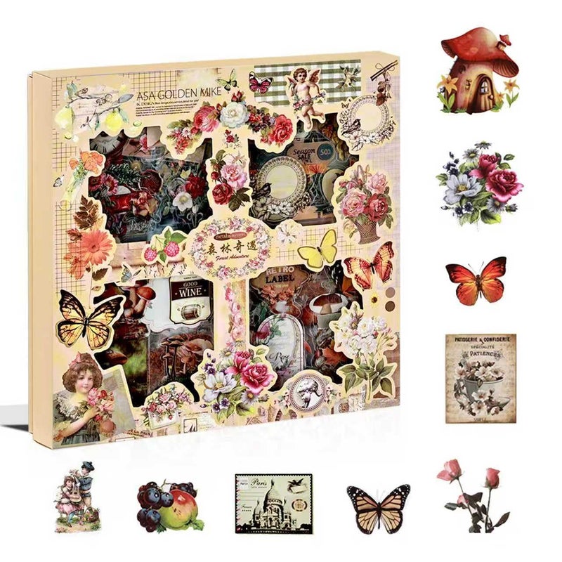 Dwpetzo 510PCS Scrapbook Kits for Adults, Vintage Aesthetic Journaling Stickers Ephemera for Junk Journal Supplies, 100 Sheets Diecut PET Scarpbook Stickers for Scrap Booking Supples, Bujo, DIY Crats Ars - Image 1