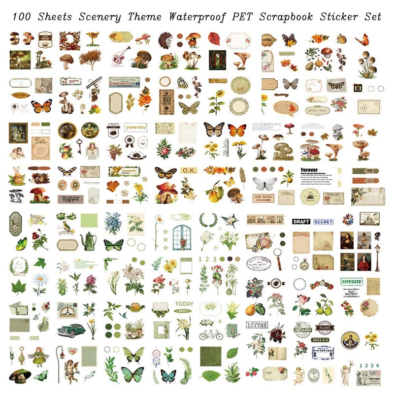 Dwpetzo 510PCS Scrapbook Kits for Adults, Vintage Aesthetic Journaling Stickers Ephemera for Junk Journal Supplies, 100 Sheets Diecut PET Scarpbook Stickers for Scrap Booking Supples, Bujo, DIY Crats Ars - Image 4