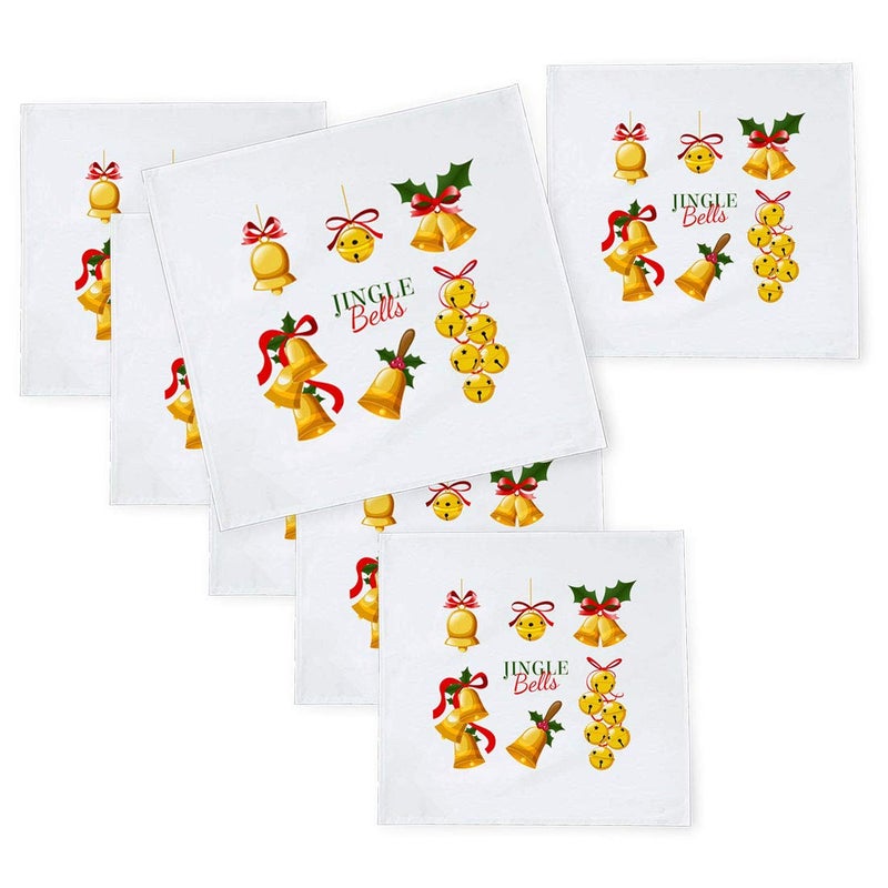 Khakee 6 Pcs Christmas Theme Tafta Silk Table Napkins 10x 10 for Xmas Decoration Christmas OrnamentsChristmas Gift npxmas257P - Image 1