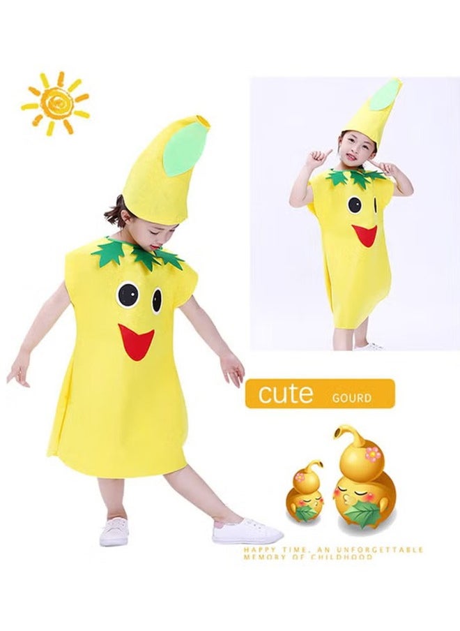 Kids Fruits Vegetables and Nature costumes Suits outfits Fancy Dress Party Boys and Girls Costume Suit with Hat (Gourd)