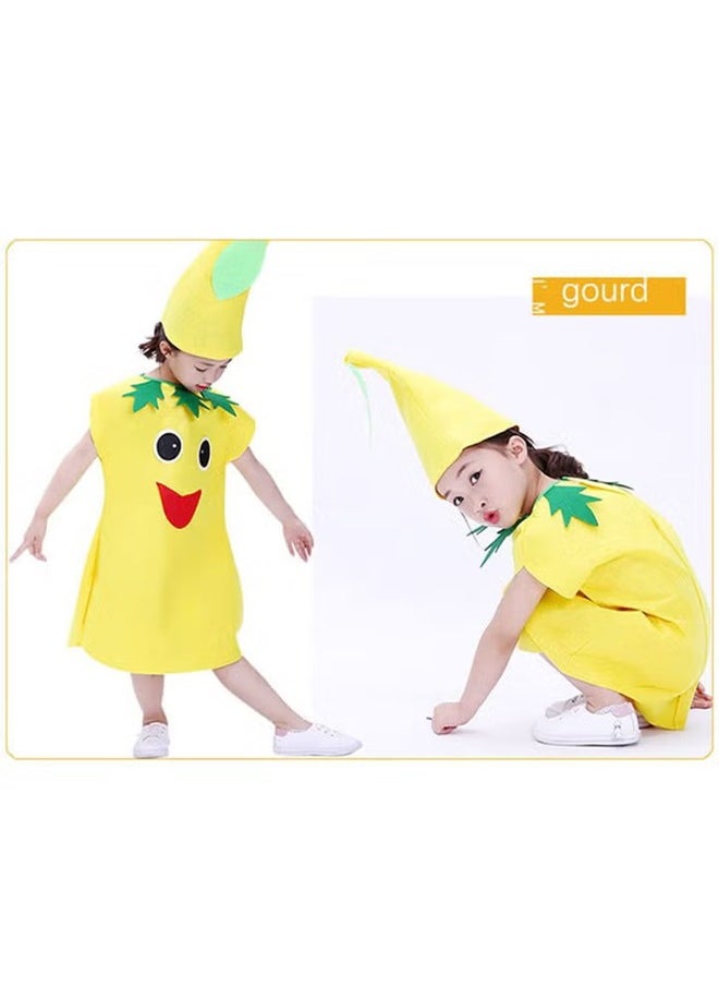 Kids Fruits Vegetables and Nature costumes Suits outfits Fancy Dress Party Boys and Girls Costume Suit with Hat (Gourd)