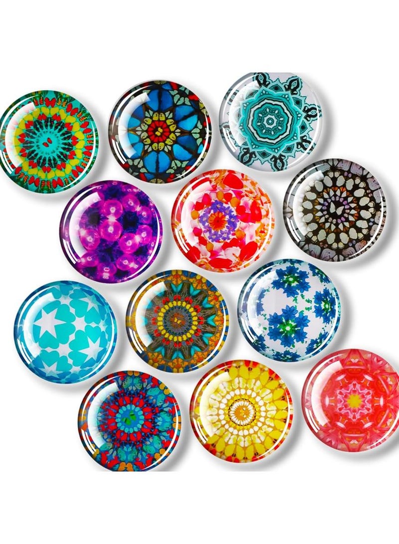 حياة كومفورت 12 قطعة مغناطيس ثلاجة زجاجي دائري، مجموعة مغناطيسات ثلاجة قوية، مغناطيسات لوح ابيض للتزيين، منظم للمطبخ والمكتب والمدرسة، هدية للعائلة والأصدقاء والمعلمين، ألوان زاهية - Image 3