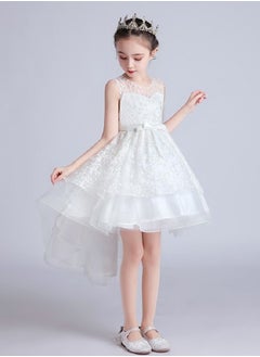 Best Gift Fashion Flower Kids Party Dress For Girl Children Costume Dress Elegant Embroidery Princess Dresses Vestido Girls Evening Clothes White Color  - Image 3