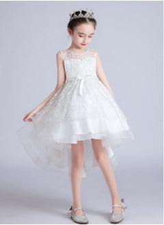 Best Gift Fashion Flower Kids Party Dress For Girl Children Costume Dress Elegant Embroidery Princess Dresses Vestido Girls Evening Clothes White Color  - Image 4