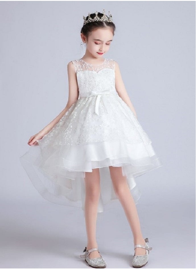 Best Gift Fashion - Flower Kids Party Dress For Girl Children Costume Dress Elegant Embroidery Princess Dresses Vestido Girls Evening Clothes White Color - Image 1
