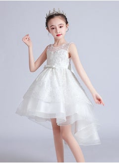 Best Gift Fashion Flower Kids Party Dress For Girl Children Costume Dress Elegant Embroidery Princess Dresses Vestido Girls Evening Clothes White Color  - Image 1