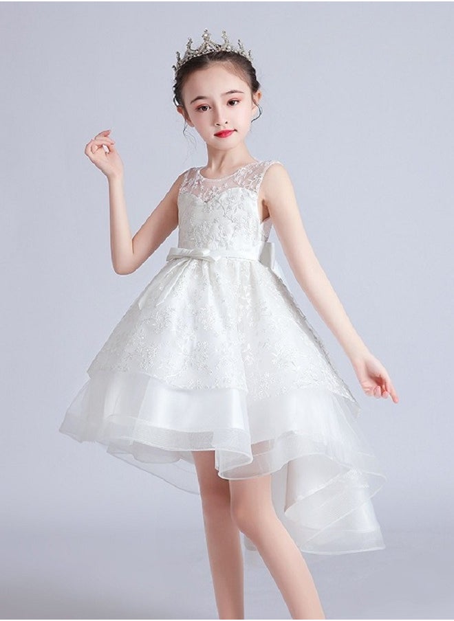 Best Gift Fashion - Flower Kids Party Dress For Girl Children Costume Dress Elegant Embroidery Princess Dresses Vestido Girls Evening Clothes White Color - Image 1