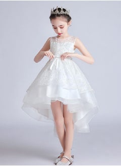 Best Gift Fashion Flower Kids Party Dress For Girl Children Costume Dress Elegant Embroidery Princess Dresses Vestido Girls Evening Clothes White Color  - Image 2