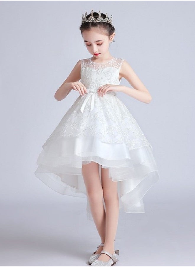 Best Gift Fashion - Flower Kids Party Dress For Girl Children Costume Dress Elegant Embroidery Princess Dresses Vestido Girls Evening Clothes White Color - Image 1