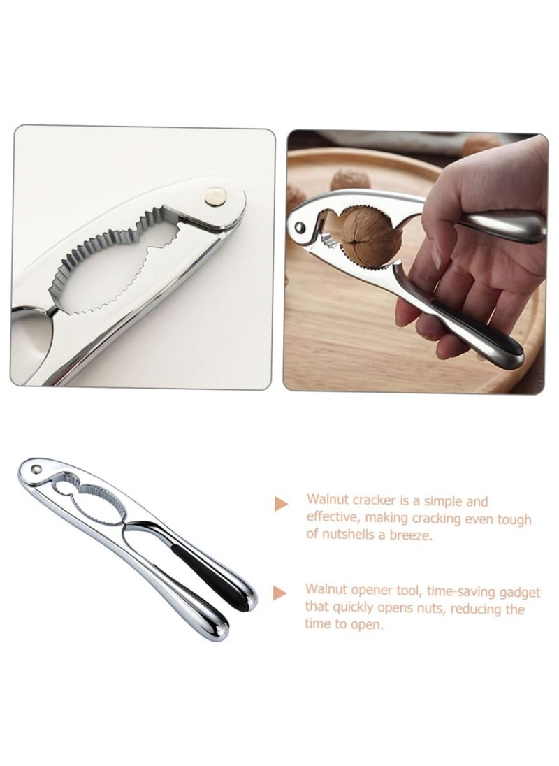 Generic - Multifunctional Nut Cracker Tool Portable Walnut Opener Plier Kitchen Gadget for All Nuts Matte Nickel Finish for Home and Outdoor Use - Image 1