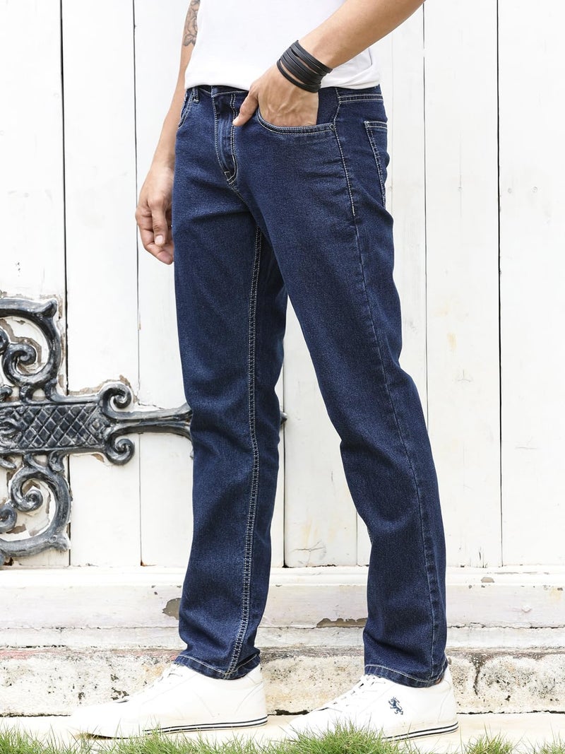 Thomas Scott Mens Mid Rise Clean Look Slim Fit Jeans (TSJ225_Dblue, 34) - Image 2