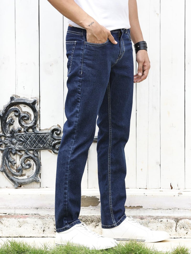 Thomas Scott Mens Mid Rise Clean Look Slim Fit Jeans (TSJ225_Dblue, 34) - Image 3