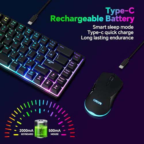 CHONCHOW 60 Wireless Gaming Keyboard and Mouse Combo RGB Backlit Rechargeable LED Light Up KeyboardsWireless Gaming Mouse and Keyboard for Xbox PS4 PS5 PC Laptop Black - Image 3