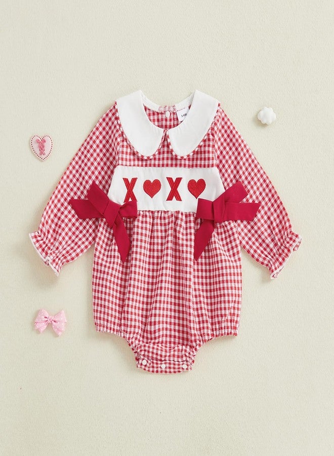 Socutebabe My First Valentines Day Baby Girl Outfit Lover Babe Smocked Bubble Romper Onesie Newborn Baby Valentines Clothes (xoxo-Red, 0-3 Months) - Image 3