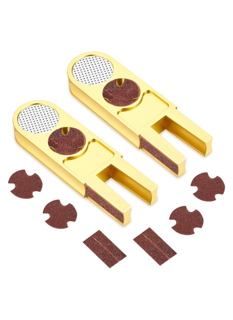 2 Pcs Billiards Pool Cue Tip Shaper Tool U Shaped Cue Tip Scuffer Burnisher Metal Cue Tip Sander Cue Stick Tool U Shaped Multi Functional Cue Tip Trimmers Tapper with Sandpaper