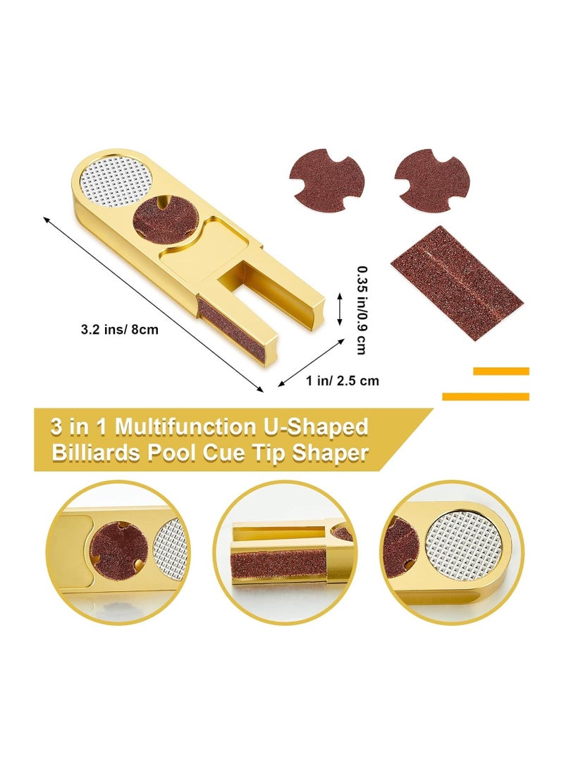 Generic - 2 Pcs Billiards Pool Cue Tip Shaper Tool U Shaped Cue Tip Scuffer Burnisher Metal Cue Tip Sander Cue Stick Tool U Shaped Multi Functional Cue Tip Trimmers Tapper with Sandpaper - Image 1