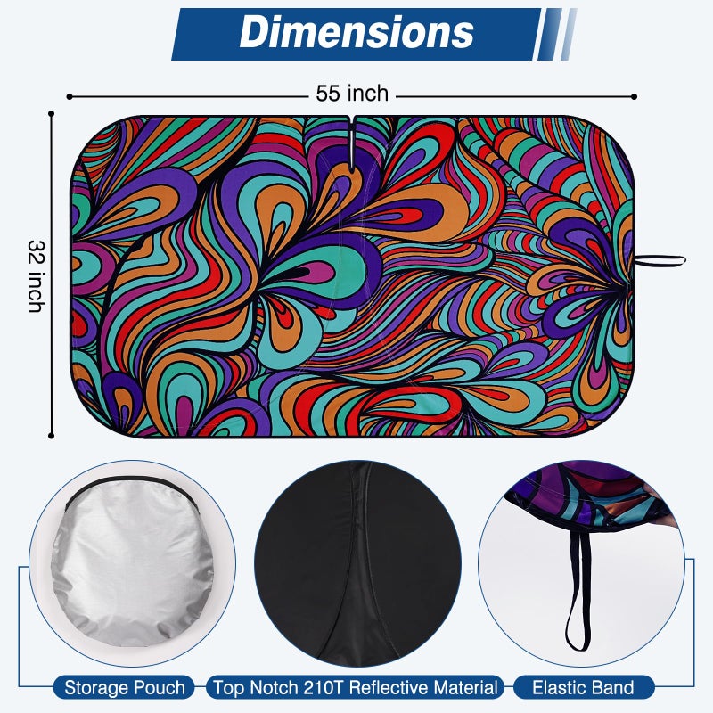 Pleneal Windshield Sun Shade - Car Sun Shade Windshield, Reflector Sunshade Offers Ultimate Protection for Car Interior (55x31.5 inches) - Image 2