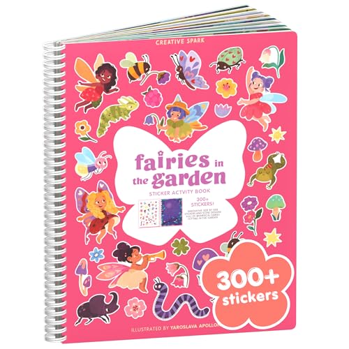 CUPKIN Fairies in The Garden 300 Kids Sticker Book by Cupkin Toddler Road Trip Coloring and Sticker Book Road Trip Essentials 8 Coloring Pages 8 Side by Side Scenes for Ages 28 Years - Image 1
