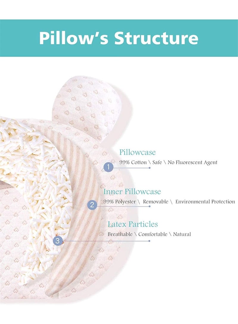 VIUAUAX Unisex Newborn Infant Support Soft Baby Nursery Head Pillows (0-12 M)Baby pillow anti deviation latex shaped pillow  baby supplies. - Image 5