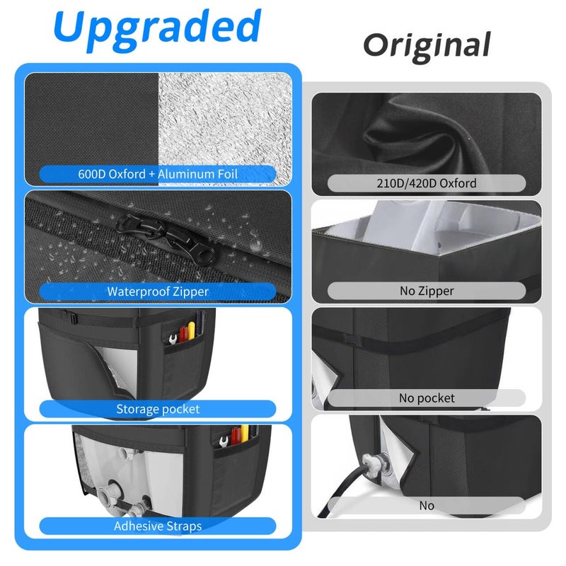 bespeur Hot Tub Spa Heater Pump Cover,Waterproof 600D Oxford Fabric Aluminum Film Insulated Cover,Inflatable Hot Tub Spa Heater Pump,Easy Installation with Zipper and Adhesive Straps,Black,Square - Image 2
