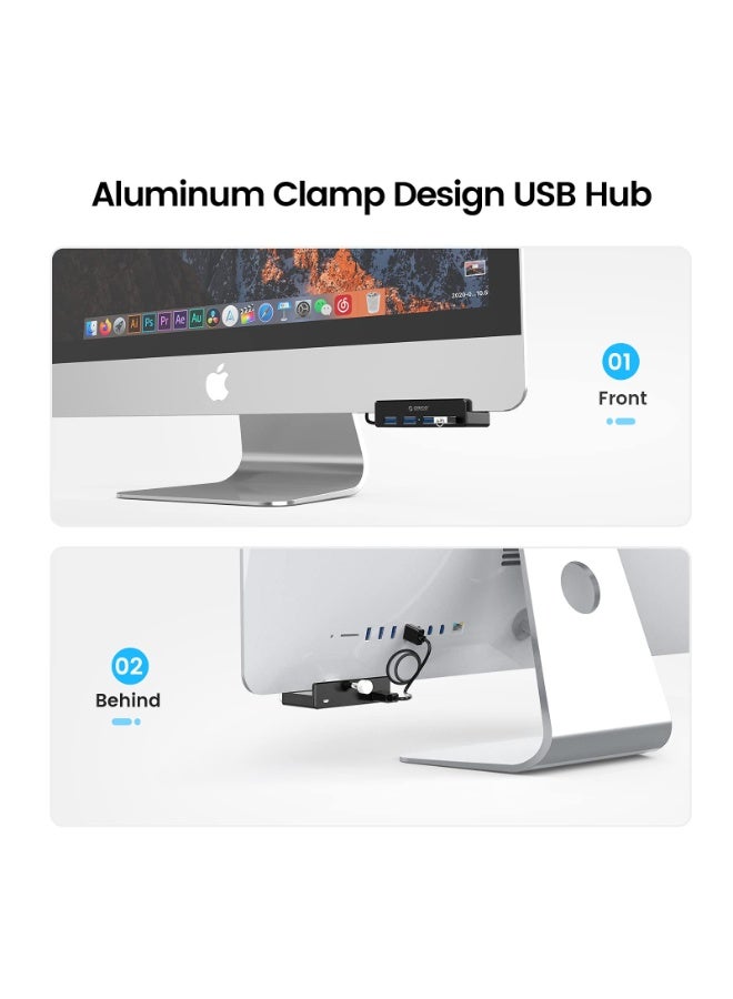 أوريكو أوريو USB 3.0 محور، USB موصل، الألومنيوم 4 منفذ USB مقسم مع منفذ تزويد طاقة إضافية و 4.92 FT USB A إلى USB A و USB A إلى USB C كابل، سطح المكتب المعزز USB محور للشاشات/المكتب -الفضة - Image 4