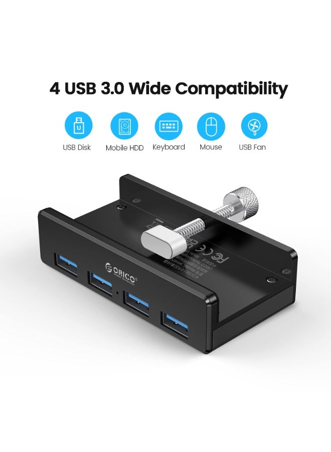 أوريكو أوريو USB 3.0 محور، USB موصل، الألومنيوم 4 منفذ USB مقسم مع منفذ تزويد طاقة إضافية و 4.92 FT USB A إلى USB A و USB A إلى USB C كابل، سطح المكتب المعزز USB محور للشاشات/المكتب -الفضة - Image 2
