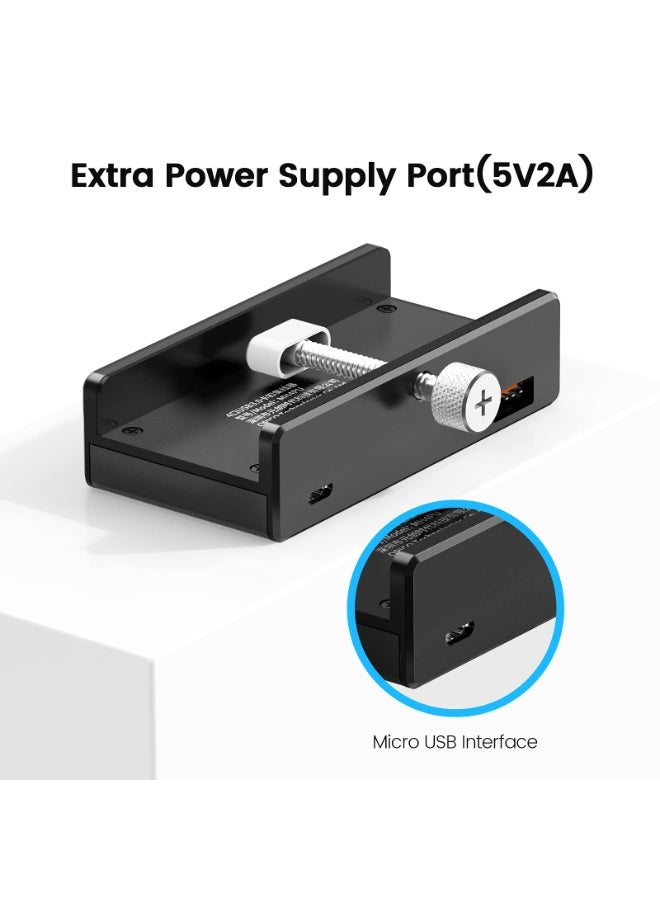 أوريكو أوريو USB 3.0 محور، USB موصل، الألومنيوم 4 منفذ USB مقسم مع منفذ تزويد طاقة إضافية و 4.92 FT USB A إلى USB A و USB A إلى USB C كابل، سطح المكتب المعزز USB محور للشاشات/المكتب -الفضة - Image 1