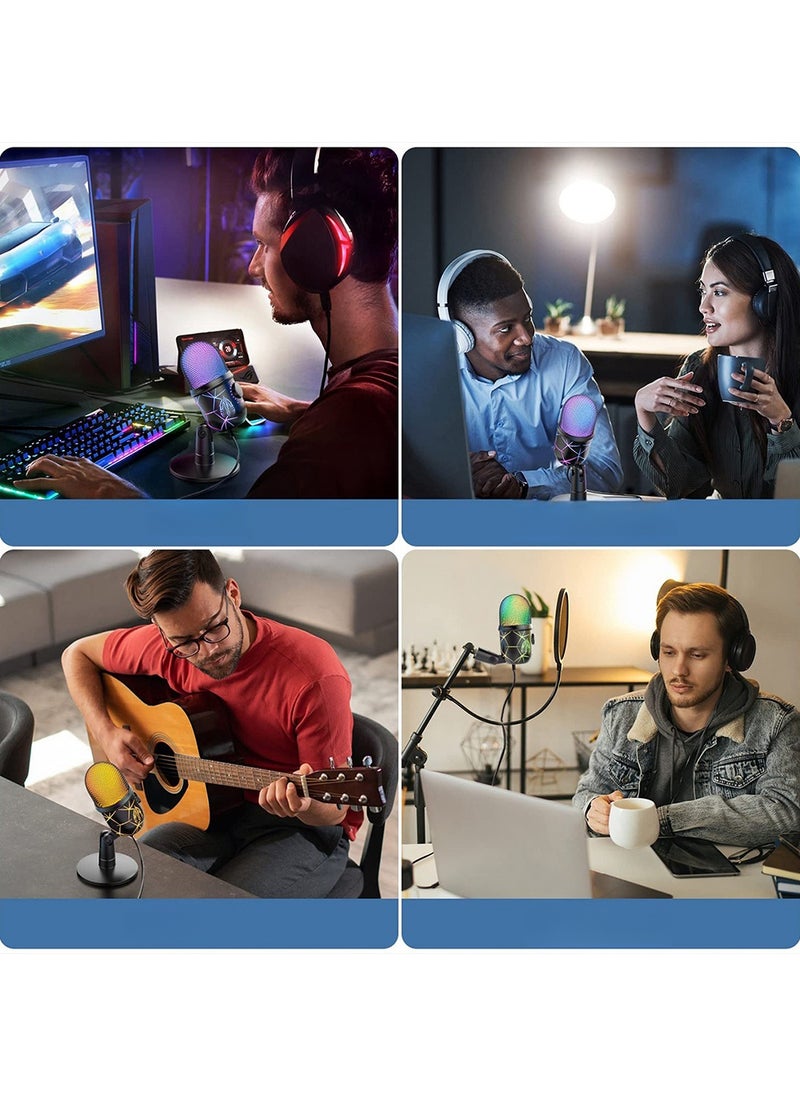 EzzySo - USB Microphone Studio Professional Condenser Microphone For PC Computer Recording Streaming Gaming Karaoke Singing Mic For Twitch Online Chat Snapchat Computer Mic - Image 1