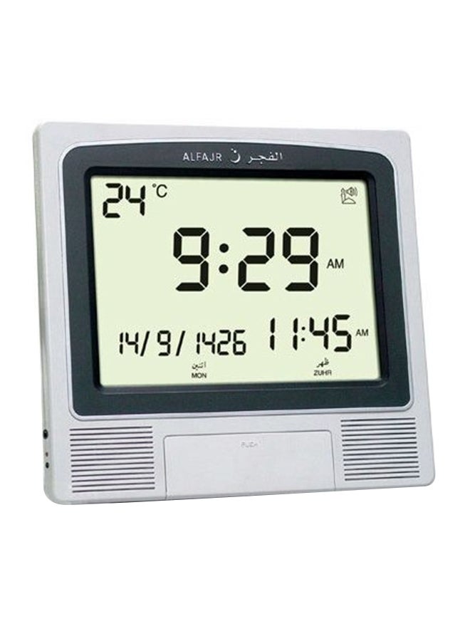 Al Fajr Digital Wall And Table Azan Clock For Prayer With Large LCD Display Grey 21 x 22 x 2.5cm - Image 1