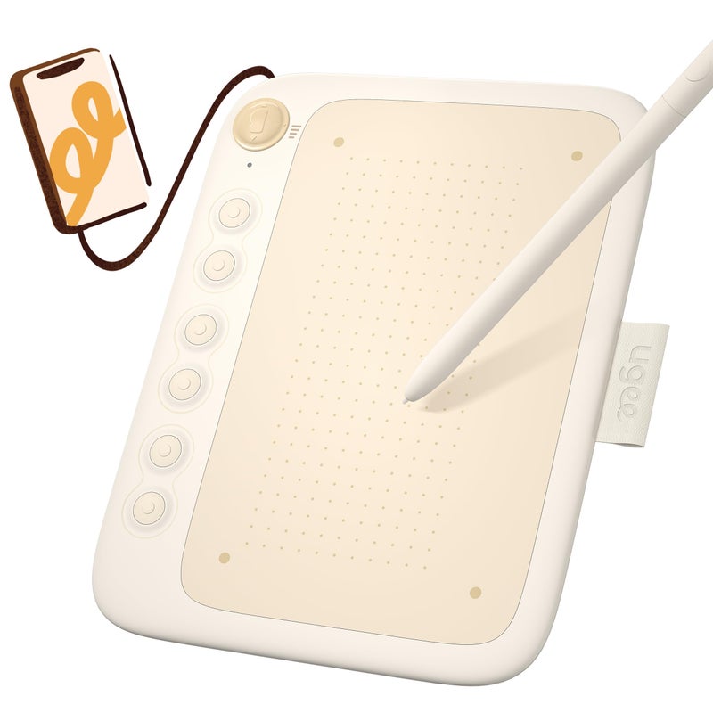 UGEE Q6 Drawing Tablet for Android Phone, Graphic Tablet with 6Hot Keys, 6.5â€x4â€ Portable Writing Tablet Adjustable Drawing Mode, Drawing Pad with 16K Levels Battery-Free Stylus for Mac/Windows/Chrome - Image 1