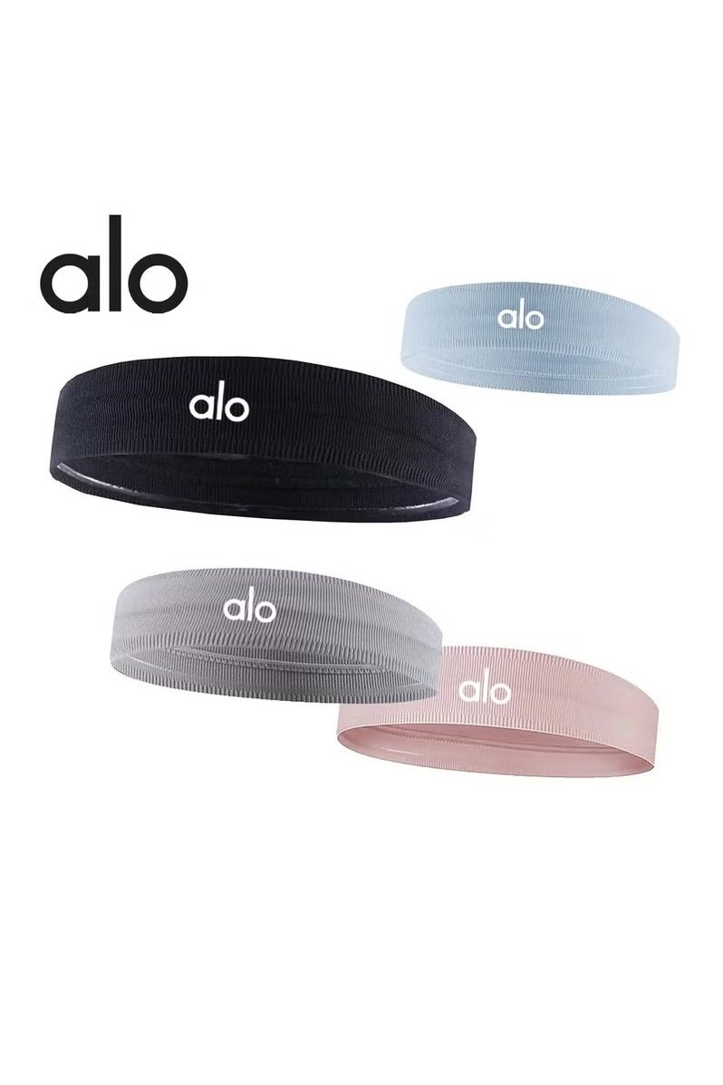 alo Yoga Headband Yoga Elastic Exercise Headband Fitness Outdoor Sports Non-Slip Adhesive Headband 4-Piece Set Black Blue Grey Pink 