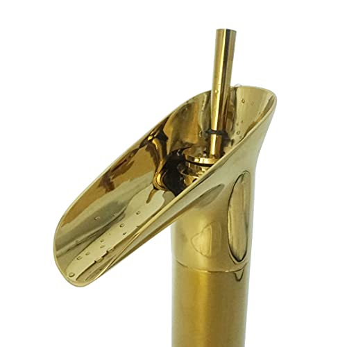 Marcoware Waterfall Antique Single Lever Basin Mixer Tap with Provision for Hot and Cold Water, Gold, Polished Finish - Image 4
