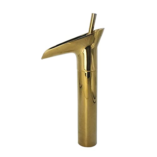 Marcoware Waterfall Antique Single Lever Basin Mixer Tap with Provision for Hot and Cold Water, Gold, Polished Finish - Image 5
