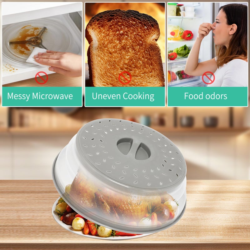 RUNZI 8.3inch Collapsible Microwave Food Cover, Splatter Guard,Vented Microwave Lid for Food, BPA free TPR, Dishwasher safe - Image 5