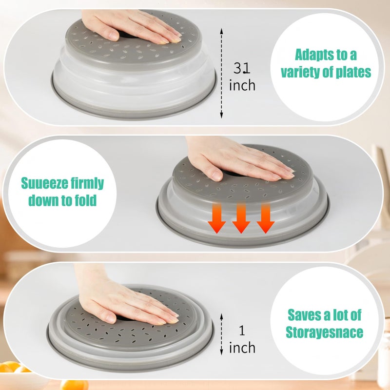 RUNZI 8.3inch Collapsible Microwave Food Cover, Splatter Guard,Vented Microwave Lid for Food, BPA free TPR, Dishwasher safe - Image 4