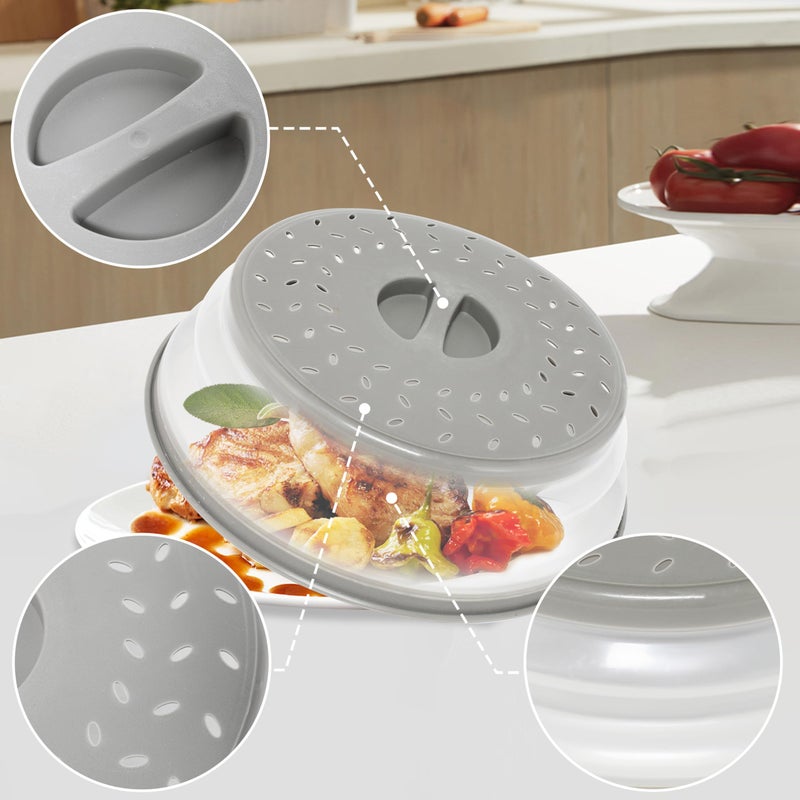 RUNZI 8.3inch Collapsible Microwave Food Cover, Splatter Guard,Vented Microwave Lid for Food, BPA free TPR, Dishwasher safe - Image 3