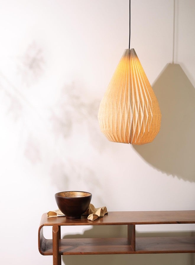 FIG Living Dome Shape Pendant Lamp (Linen) | Handcrafted Origami Ceiling Lamp | Best for Dining Room, Living Room, Hallway, Cafe & Restaurant | Modern Design Lampshade | (Bulb not Included) - Image 3