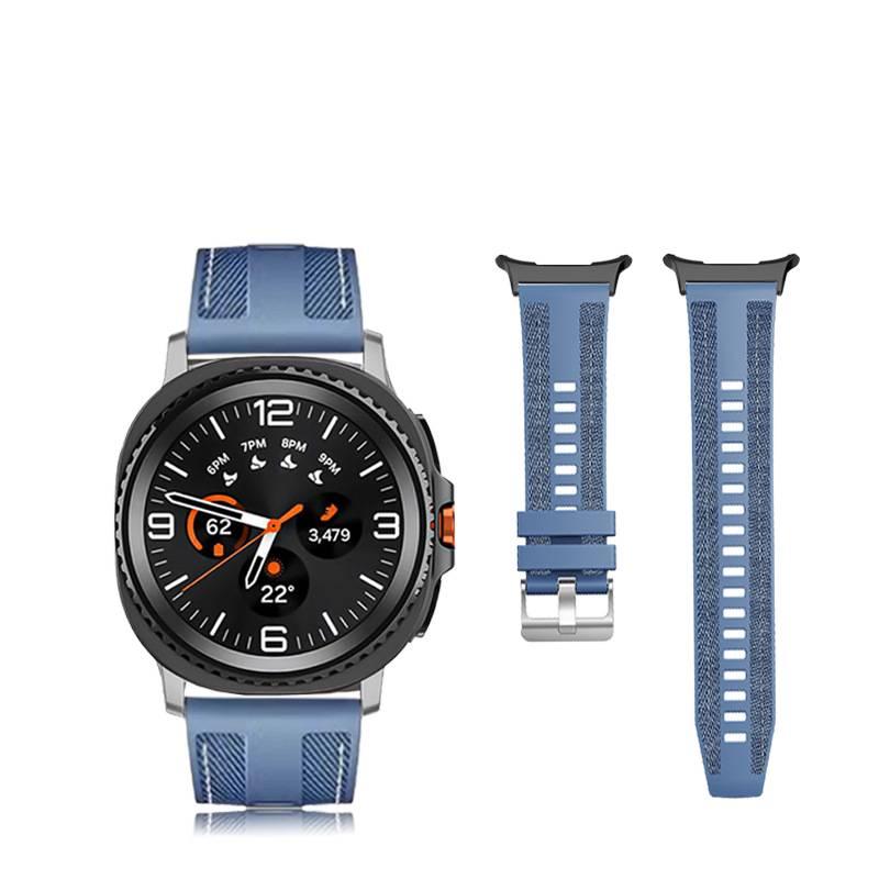 سوار ساعة ذكية رياضي من السيليكون متوافق باللون أزرق قابل للتعديل مع Samsung Galaxy Watch 8 Classic بملاءمة قابلة للتعديل وحزام ناعم للاستبدال اليومي للمكتب المنزلي للتنقل اليومي - Image 2