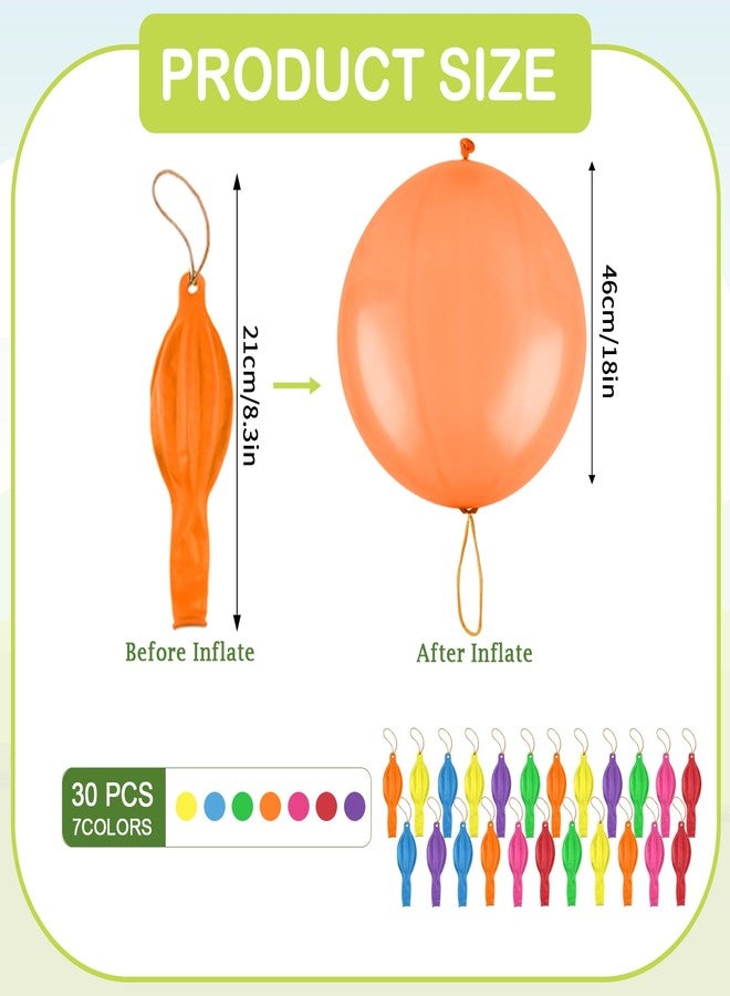 PEASUG 30pcs Punch Balloons for Kids, Thickened Neon Punching Balloon, Large Heavy Duty Balloons with Rubber Band Handle for Easter Egg Fillers, Birthday Party Favors, Goodie Bag, Prizes - Image 2